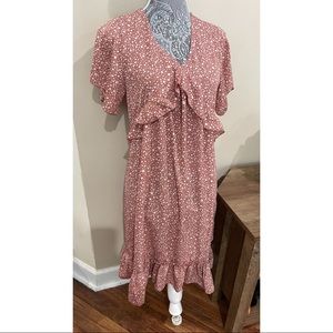 Boutique Amazon womens peach print ruffle dress size s